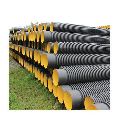 Siyah SN8 6M Koruge HDPE Drenaj Boruları Çelik Takviyeli